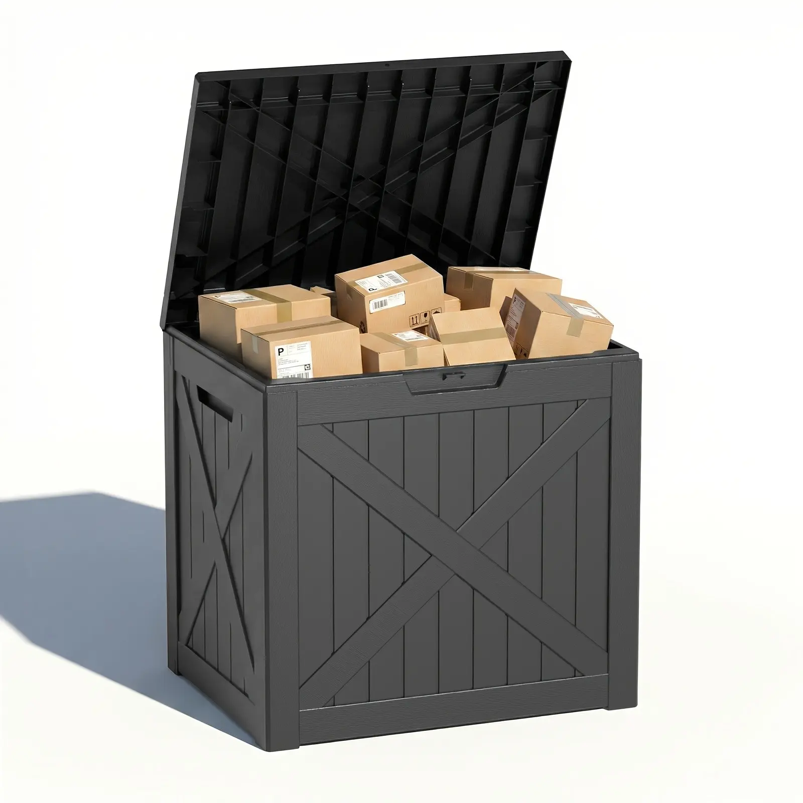 40 Gallon Storage Trunks Outdoor Package Delivery Box with Lockable, Waterproof & Weatherproof Secure Parcel Drop Box for Porch, Resin Outside Storage Boxes