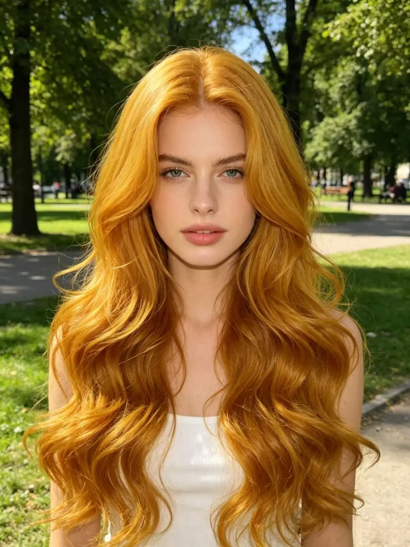 Warm Medium-Length Wavy Wig, Center Part Bangs, High-Temp Fiber, Natural Look, Breathable, Daily Wear, Cosplay, Party, Halloween