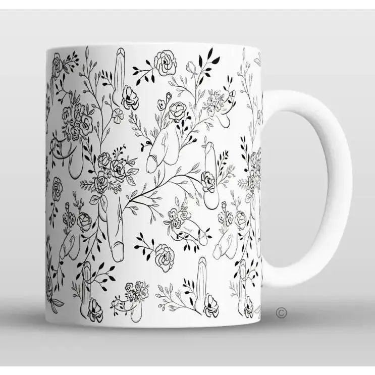 [Made in USA] Floral Willy Pattern Coffee Mug, Funny NSFW Sassy Mug, Sarcastic Gift Idea for Friends Roommate Husband Wife, Trending TikTok Mug 2025
