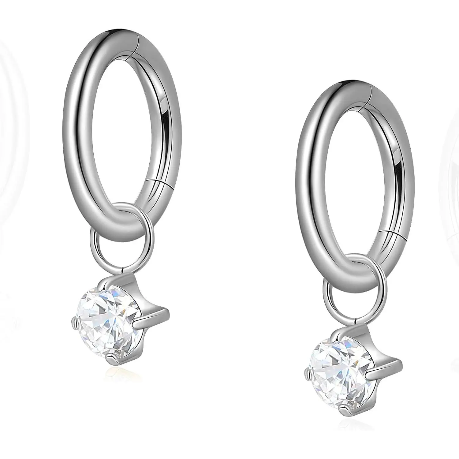 G23 Titanium Hoops Rook   6mm 8mm 16G 18G Implant Grade Titanium Dangle Huggie Rook Earrings Cartilage/Conch/Daith/Helix  Stacking Rings for Women Men  Ears