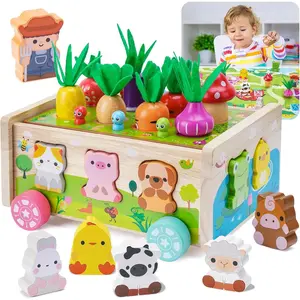Toddler Montessori Wooden Farm Toys | Babies 12-18 Months Toy with Game Map for 1 2 3 Year Old Boys Girls | 1st First Birthday Gifts for 1-2 Years | Wood Learning Educational Toys Fine Motor Skillsfidget toys