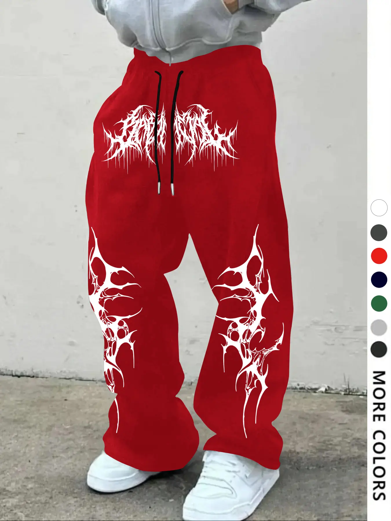 Men's Casual Loose-Fit Graphic Print Sweatpants, Drawstring Wide Leg Long Pants, Four-Season Comfortable Men's Clothing