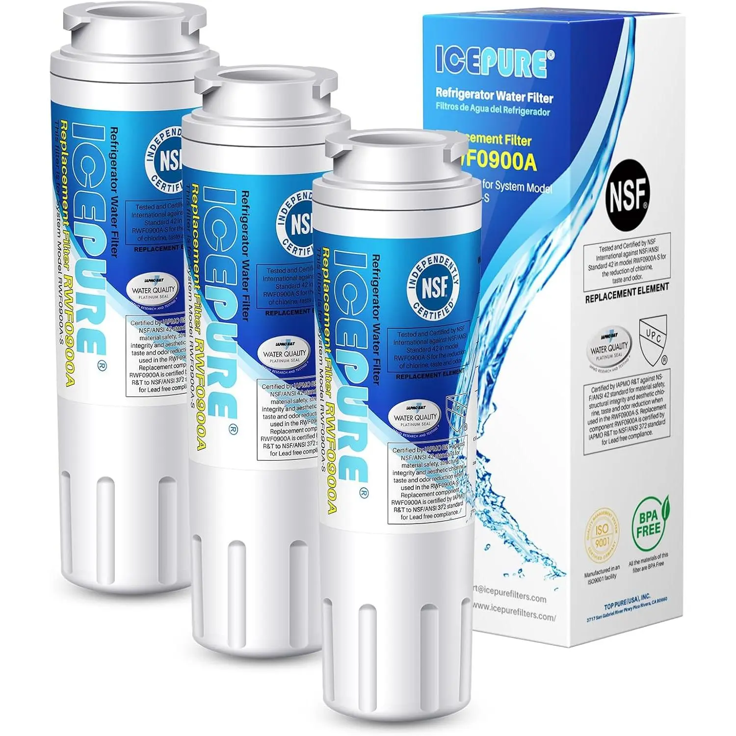 EDR4RXD1 Water Filter Replacement for EveryDrop Filter 4, 3 Pack| Replacement for Maytag UKF8001, Whirlpool EDR4RXD1, 4396395, UKF8001AXX, UKF8001AXX-200, Kenmore 46-9006 Puriclean II, WD-F07