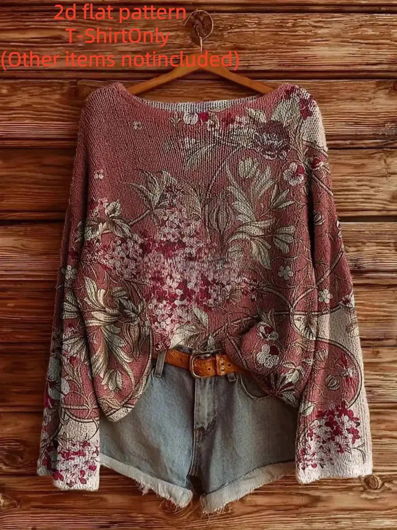 Women's Long Sleeve Top, Floral Pattern Digital Print, Fashionable Fall Winter Clothing, Trendy One-Shoulder Design, Casual Ladies' Shirt, Casual Chic Top