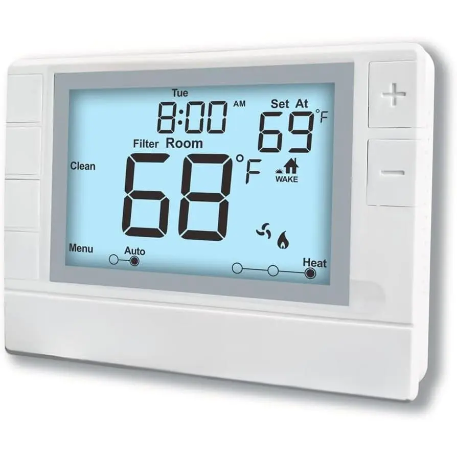 Programmable Thermostat for Home HVAC Systems, Multi-Stage 2 Heat/2 Cool with White Backlight