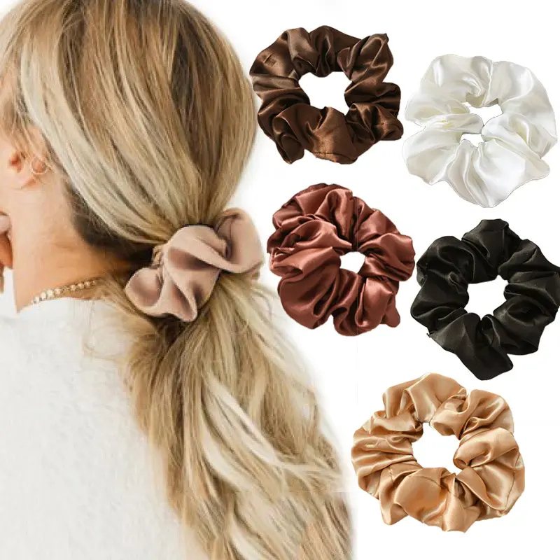 Satin Scrunchie Set for Women, Soft Ponytail Holders for Sports & Everyday Wear, Solid Color Hair Accessories