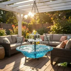 Solar Powered Bird Bath Fountain, Hanging Three-Tier Solar Cascade Bird Bath, Outdoor Water Feature, Eco-Friendly Garden Decor