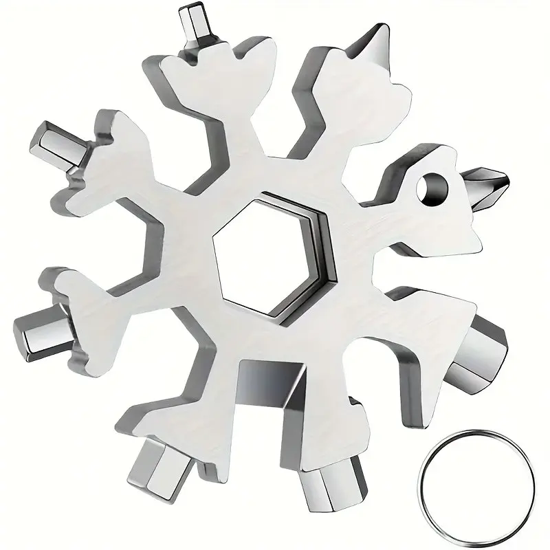 18-In-1 Snowflake Multitool, Portable Stainless Steel, Bottle Opener, Screwdriver Kit, Wrench, Christmas Gift for Men, Camping Gadget, Dad Gift