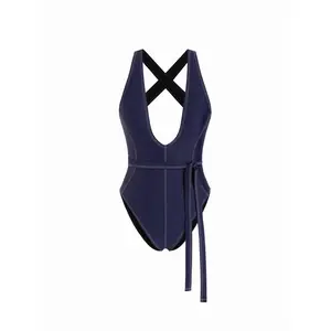 Cider V-neck Side Tie Criss Cross One Piece