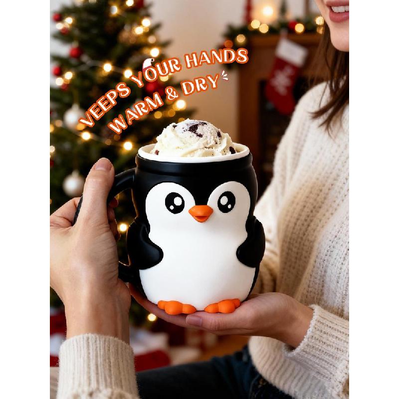 Highland beef ice cream pint holder, cute ice cream pint, 3D printed reusable popsicle container, dessert cup with antifreeze handle - the ideal gift for Highland beef lovers (brown).Cute penguin cup, comes with a spoon, Christmas gift, family use