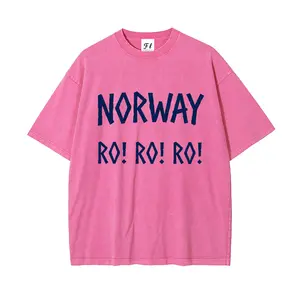 Washed "NORWAY RO! RO! RO!" T-Shirt — Unisex loose-fit, casual short-sleeve streetwear top