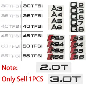 1Pcs 3D ABS Letter Sticker Audi Sport S Line A3 A4 A5 A6 Q2 Q3 Q5 Q7 Q8 RS3 RS4 RS5 RS6 S3 S4 S5 S6 30 35 40 45 50 55 TFSI 2.0T 3.0T Quattro Logo Emblem Auto Badge Rear Trunk Decal Car Fender Sticker Accessories For Audi Models