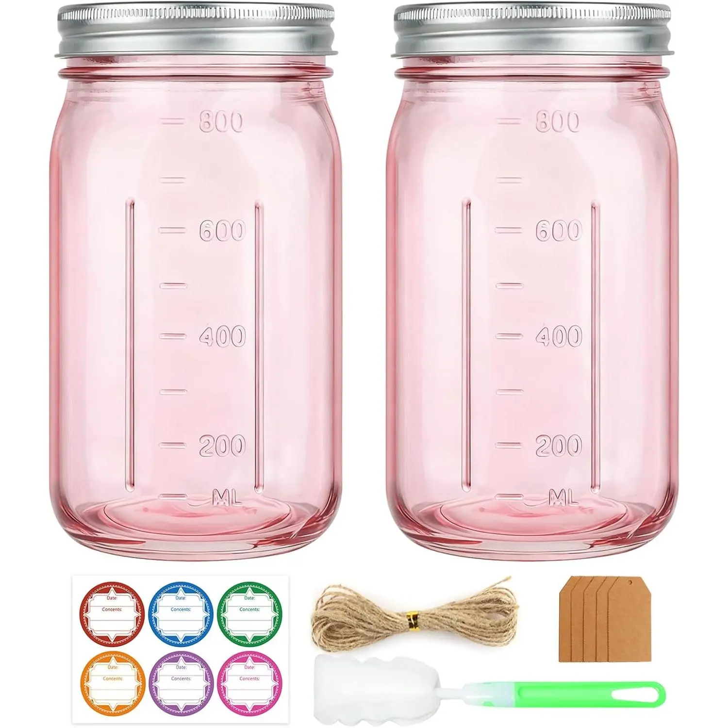 2 Pack 32 oz Mason Jars, Wide Mouth Glass Canning Jar with  | Quart Jars with Airtight Lid & Bands & Labels, 2 Pint Large Storage Containers for Pickling, Preserving Fermenting  Decor