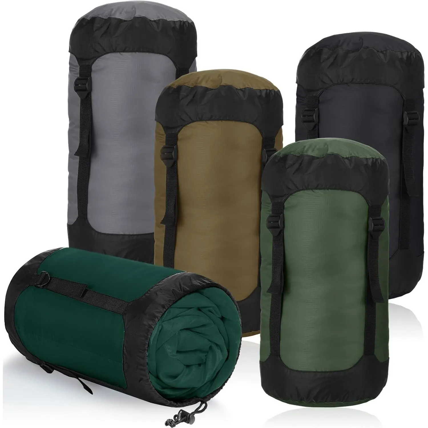 5 Pcs 20L Water Resistant Compression Sacks, Space Saving Stuff Storage Sack for Backpacking Camping Hiking, Sleeping Bag Storage Hiking Gear