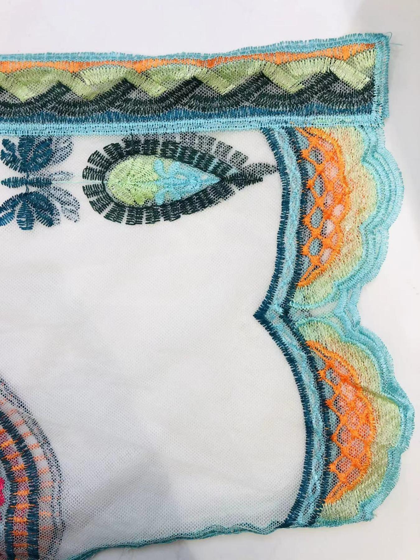 Women's Embroidery Cover Up Top, Boho Style Batwing Sleeve Cover Up Top for Beach Vacation, Fashion Women's Swimwear for Summer, Swimsuit Cover Up