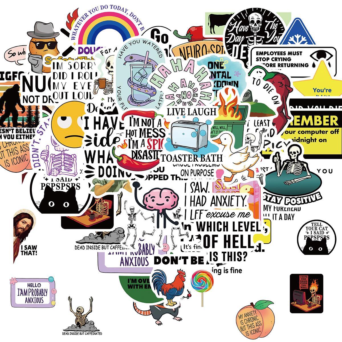 Snarky Sticker, Funny Stickers, 50pcs/set Humorous Sarcasm Sticker, Waterproof Vinyl Sarcastic Quotes Sticker for Water Bottle, Laptop, Kindle, Scrapbook