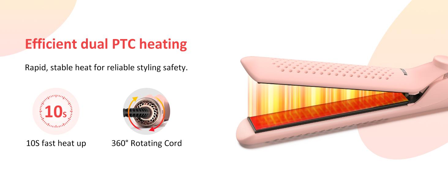 360°     Airflow Styler – 1 Inch 2-in-1 Hair Straightener & Curler with Vented Cool Air for Style Locking, Extra Long Flat Iron, Dual Voltage for European Travel