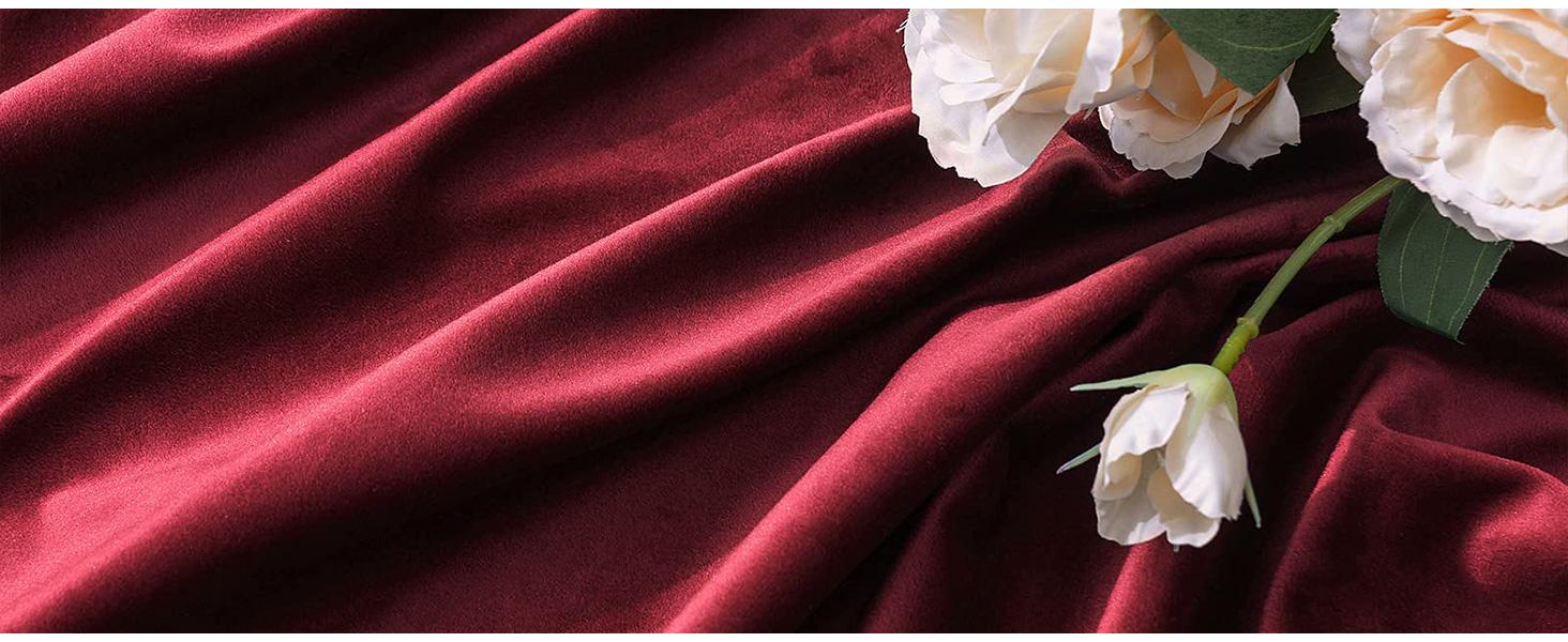 Burgundy Velvet Curtains Thermal Blackout Christmas Drapes for Bedroom Living Room Darkening 96 Inches Long Curtains Panels Rod Set of 2