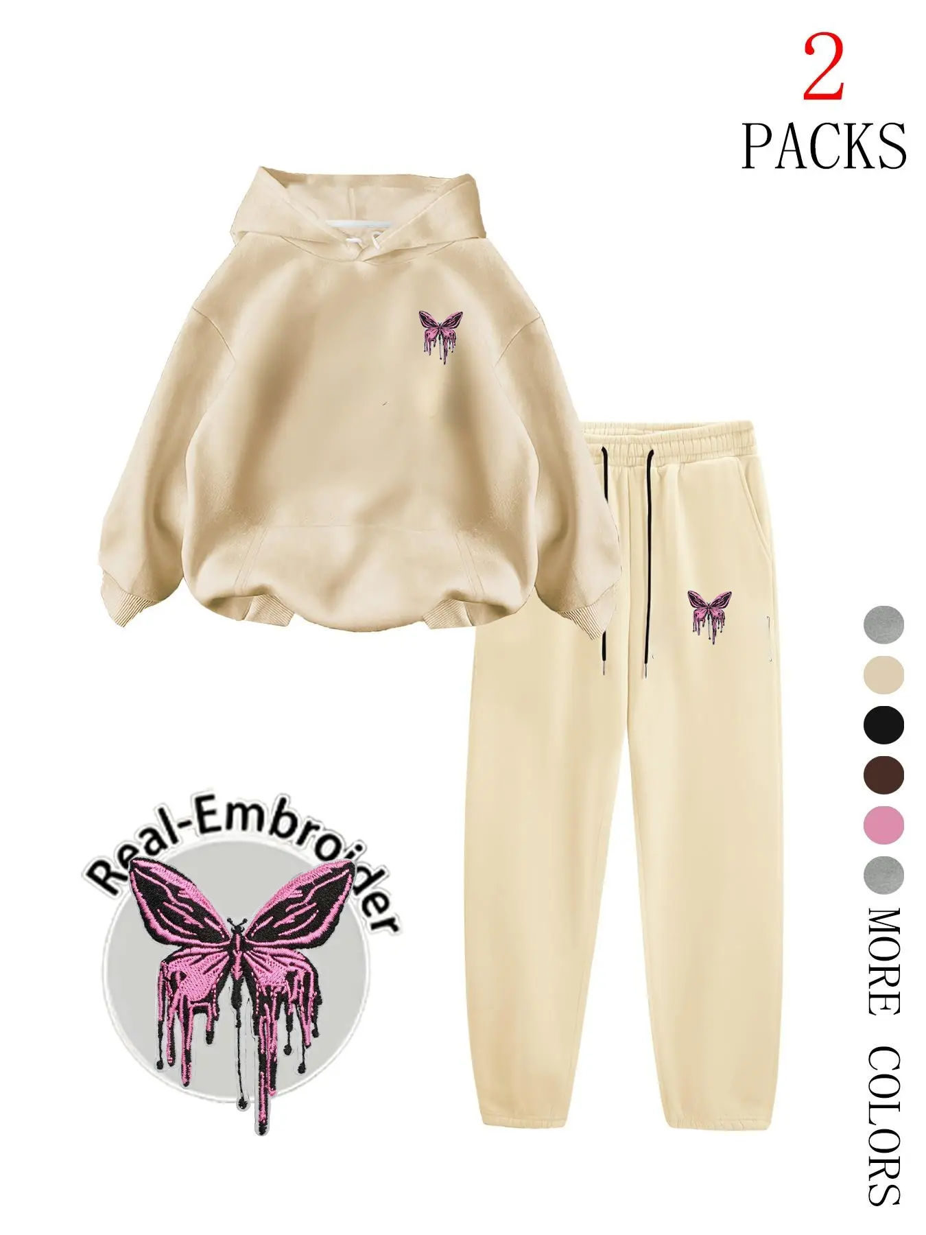Women 2 Packs Halloween Tracksuit Set, Oversized Dark Hoodie, Pumpkin Embroidery, Elastic Cuff Joggers, Fall Casual