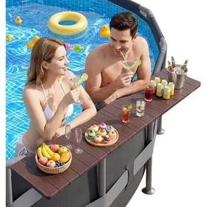 Above Ground Pool Accessories Pool Bar for Above Ground Pool Bar Table 47.2" 110LBS Heavy Duty Swimming Poolside Bar Table Shelf Deck Attachment for Round Oval Pools, Adjustable Folding