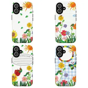 Whimsical Spring Garden Hungry Caterpillar Phone Case|Sunflower & Butterfly Nature Print Phone Cover For iPhone 17 Pro Max 16 15 14 13 12 11 for Samsung S21 S22 S23 S24 S25 S26 Phone Case|Best Gift