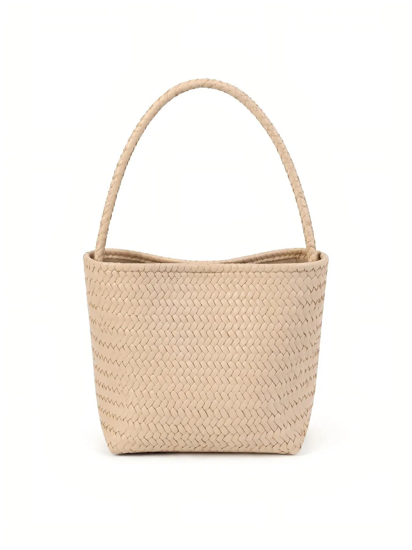 Women Fall Woven PU Bucket Shoulder Bag, Magnetic Snap, Detachable Zipper Inner Pouch, Large Capacity Daily Tote, 4 Colors Available