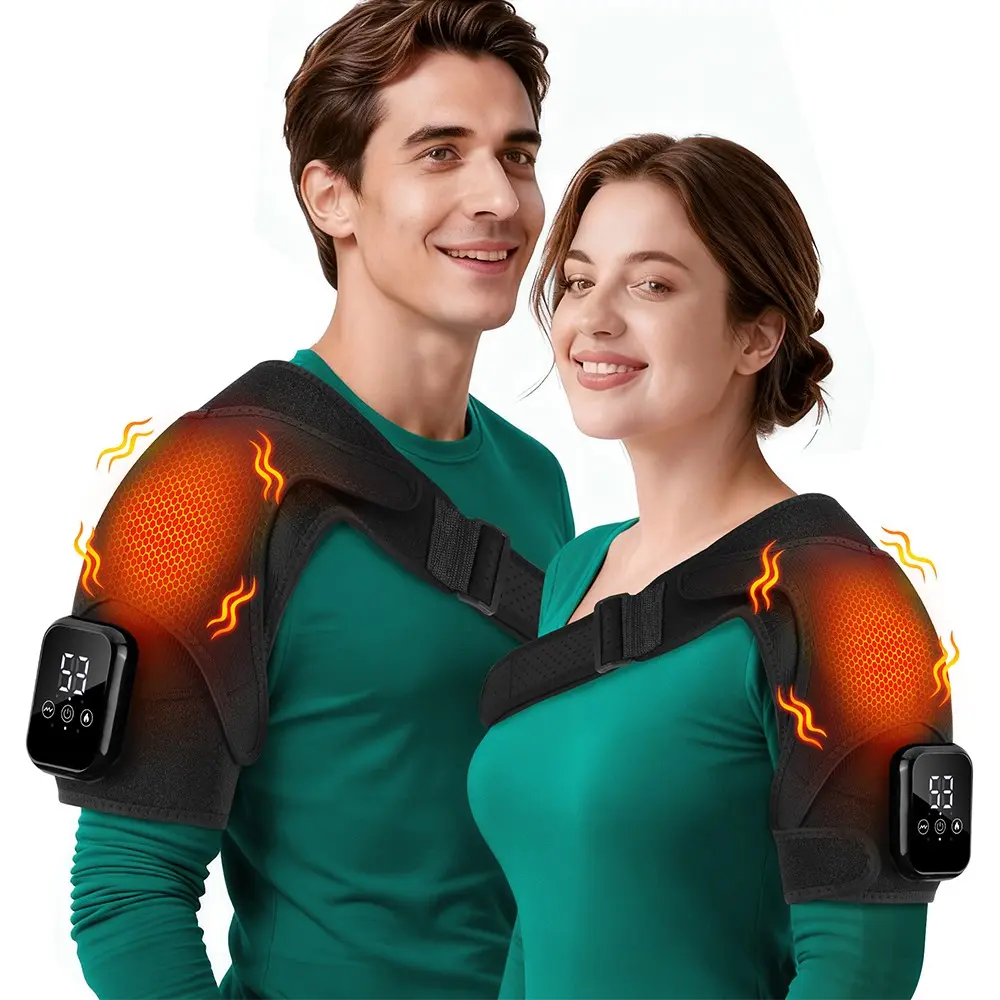 Rechargeable Heating Shoulder Relief Band, Multi-Mode Vibration Shoulder Massage, Portable Heat Pad for Home Office, Unisex