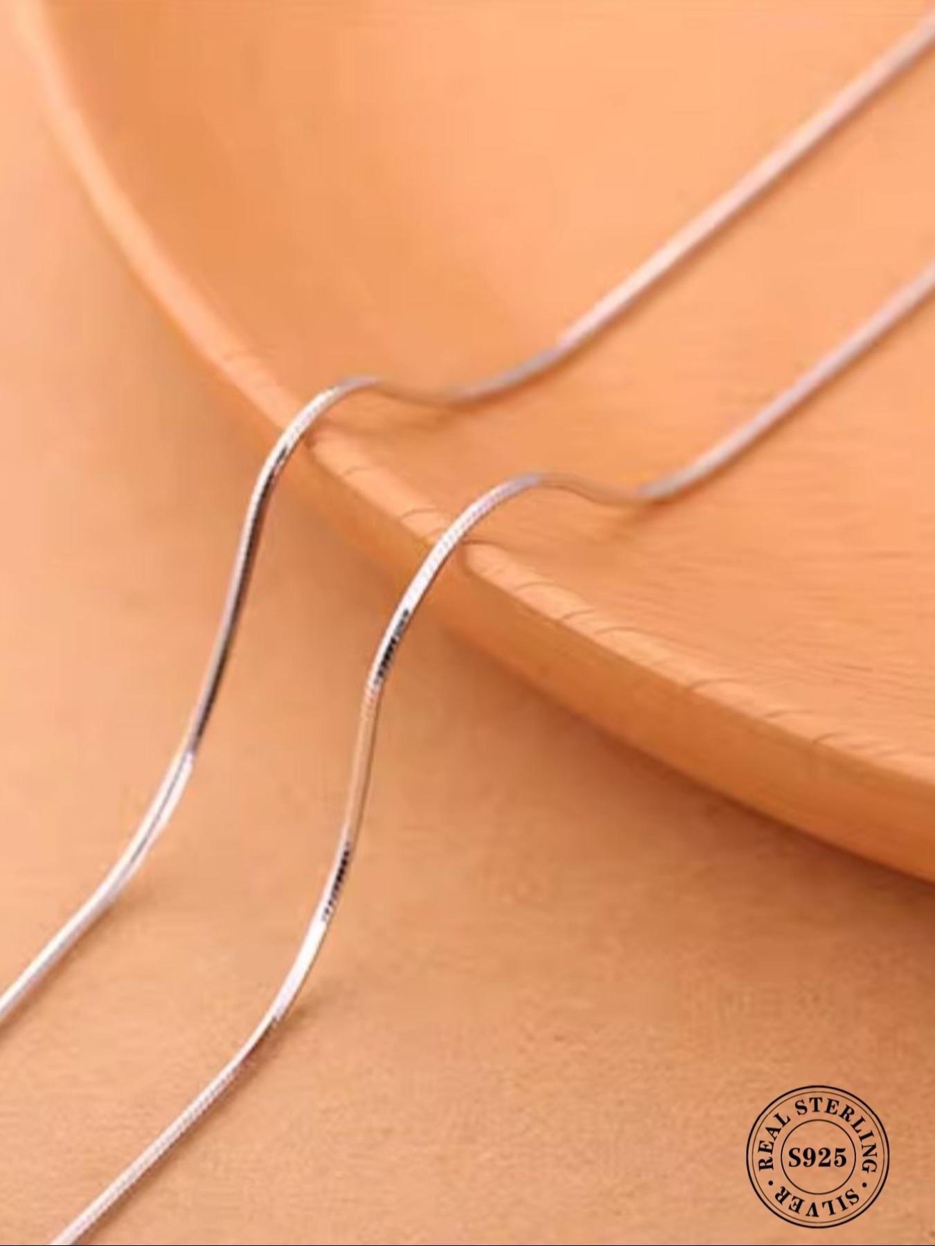 S925 Sterling Silver Simple Box Chain Design Necklace, Snake bone chain, Fashion Jewelry for Party, Daily Clothing Decor, Trendy All-match & Exquisite Jewelry for Birthday Gift