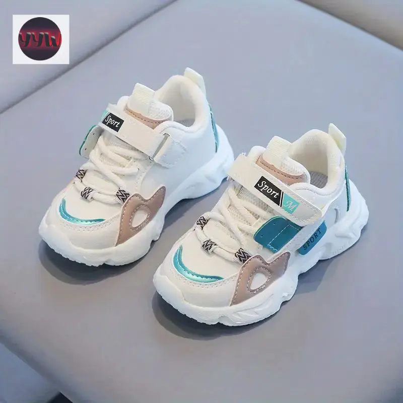 YYW1 Kids' Low-Top Athletic Shoes - PU & Fabric Upper, EVA Sole, Breathable Inner, Adjustable Closure, Cartoon Print, Non-Slip, for Toddlers Ages 1-6, Trendy Playtime & Training Sneakers