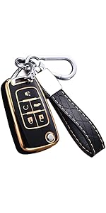 for Chevy Key Fob Cover with Keychain, Premium TPU Full Protection Key Fob Case for Chevrolet Equinox Camaro Cruze Malibu Sonic Buick Terrain (5 Buttons Pink)