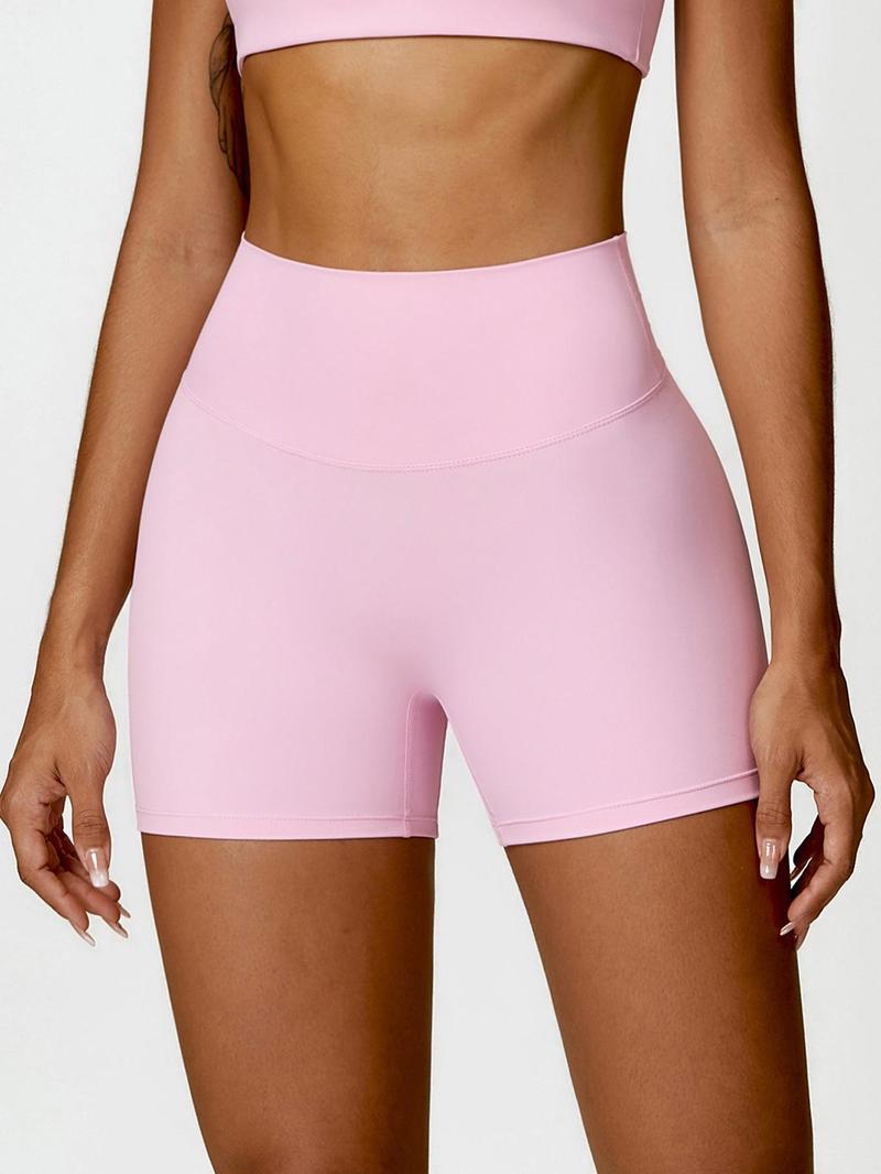 Women's Solid Color Ruched High Waist Sports Shorts, High Stretch Casual Comfy Breathable Butt Lifting Skinny Shorts for Yoga Gym Workout Running, Ladies Sportswear for All Seasons, Athletic Shorts, Athleisure Shorts