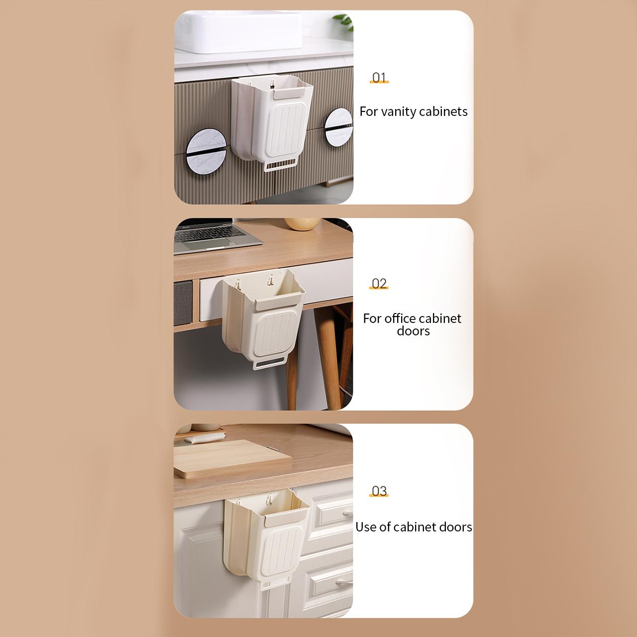 Foldable Kitchen Trash Can, Hanging Cabinet Garbage Bin, Household Waste Bin, No Bending Required, Thickened Large Capacity, Home Use Storage Solution