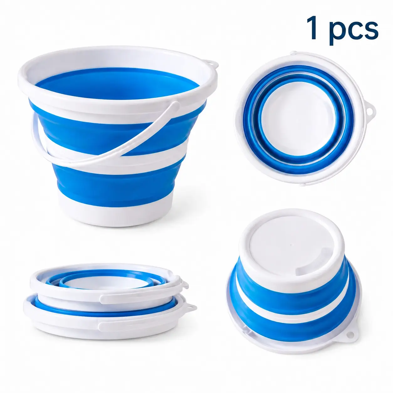 10L Collapsible Bucket with Handle, Foldable Space-Saving Wash Tub for Laundry, Cleaning, Camping, Car Washing, Fishing & Home Use
