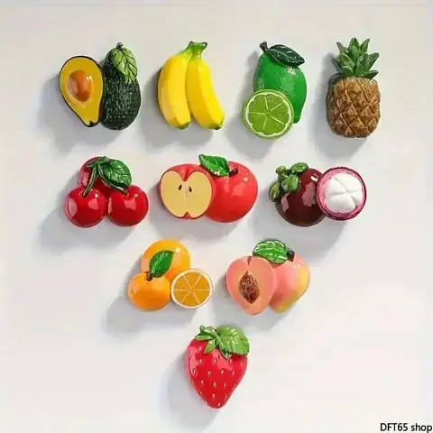 10pcs Fridge Magnet Set - Fruit Pattern Magnetic Decor, Colorful Mini Size, Vibrant Solid Matte Surface, Embedded Strong Magnet Core, Lightweight, Sports & Outdoor Clothing Accessory, Kitchen Accessories for Whiteboard Flat Surface