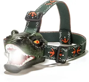 Dinosaur Kids Headlamp, T-Rex Dinosaur Led Headlamp Flashlight, Dinosaur Toy Headlamp Flashlight with 4 Lighting Mode  Boys, Girls’ Camping, Hiking, Reading and Party (Green)