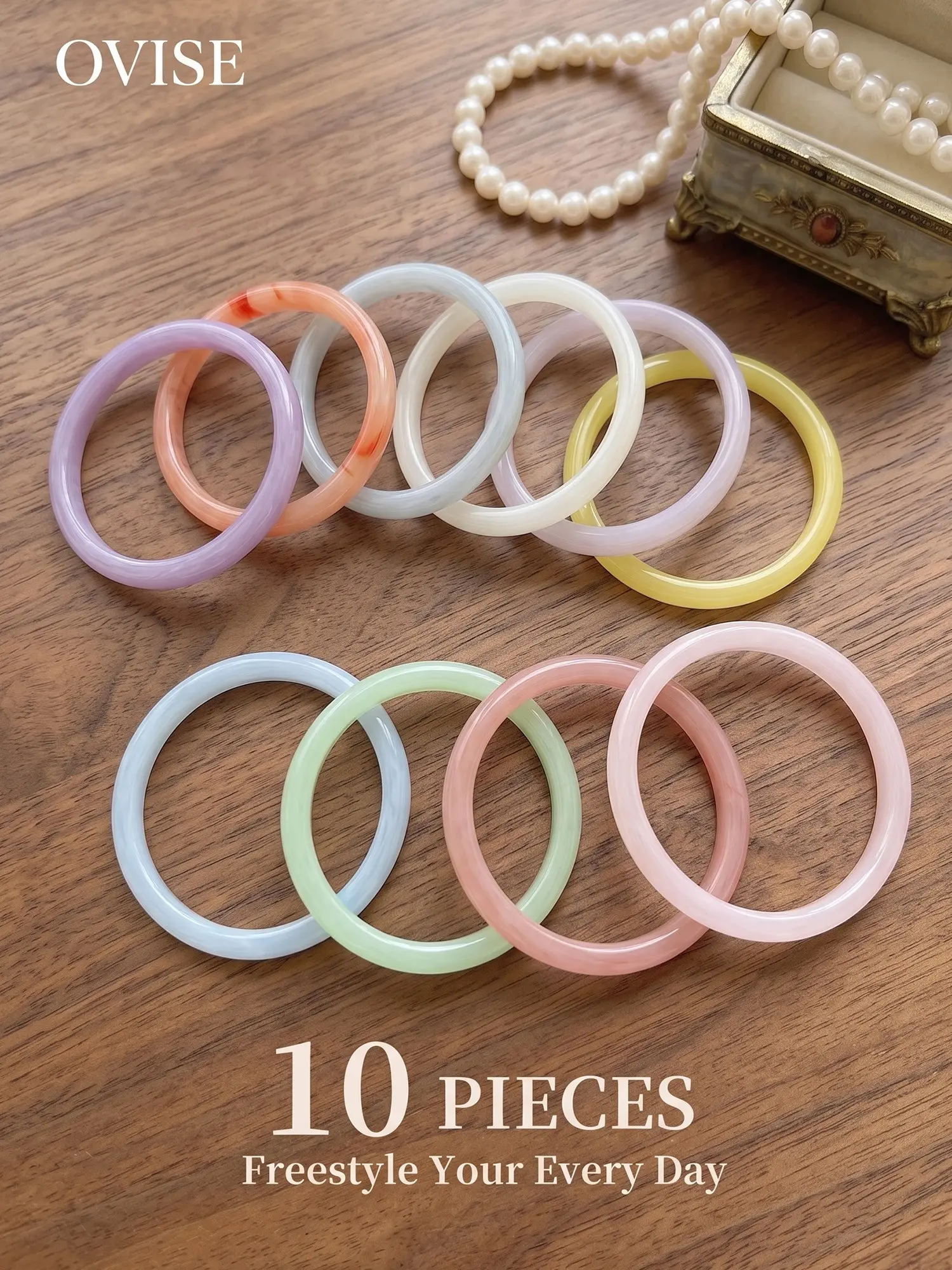 10-Piece Set Chinese Imitation Jade Bangle Bracelet with Gift Box, Perfect for Blessing and Memorial, 62mm Wave Print Elegant Mini-Helmet