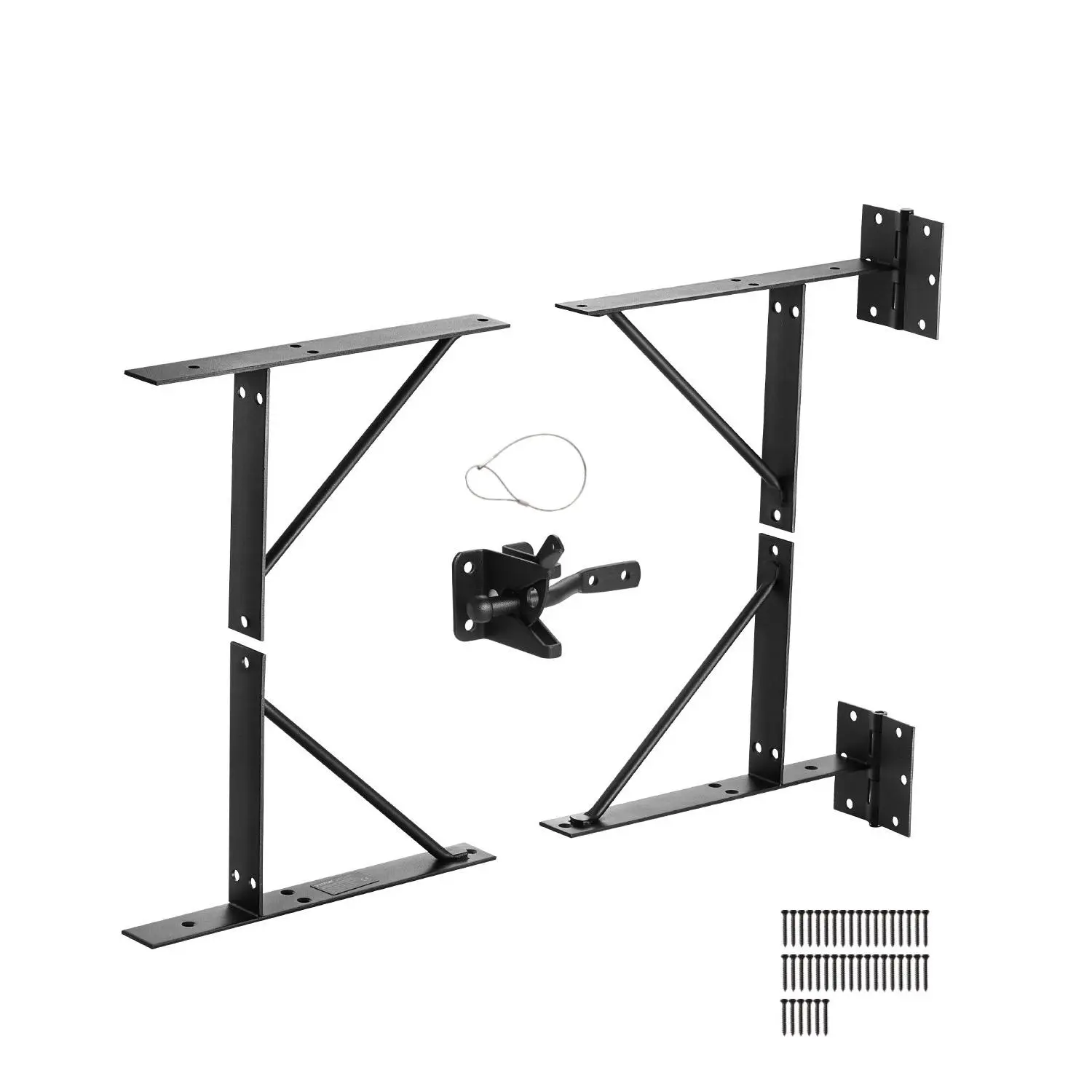 【toolupgrade】VEVOR Gate Corner Brace Bracket, Anti Sag Gate Frame Hardware Kit, Gate Frame Brace Bracket with Latch Lock, Latch Lock Rope, for Shed Doors, Corral Gates, Driveway Gates, Stable Gates, Iron, Black