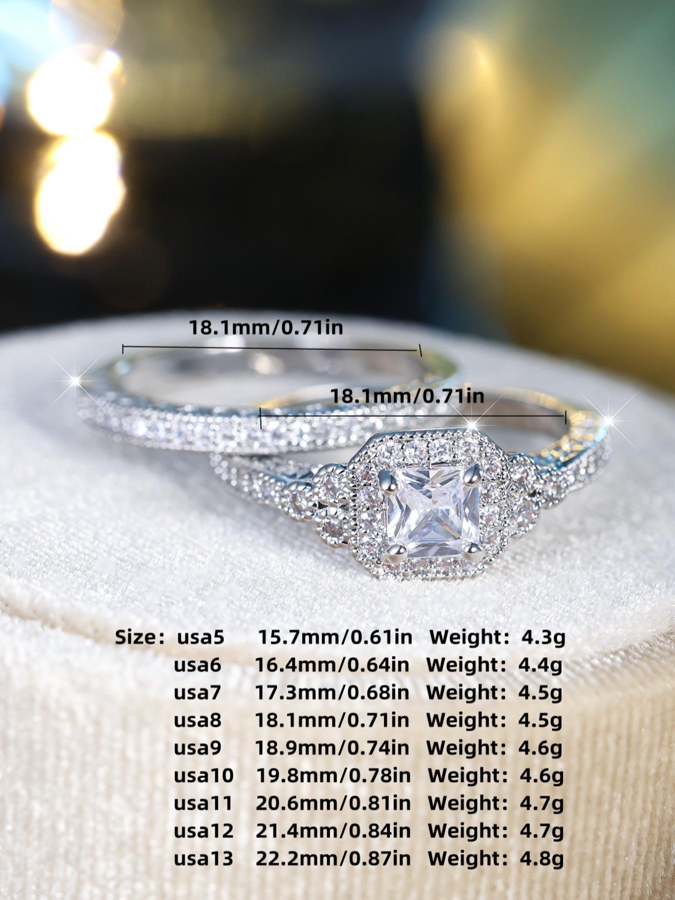 2counts/set Women's Elegant Fashion Rhinestone Decorated Ring, Casual Versatile Accessories, Streetwear Cubic Zirconia Jewelry