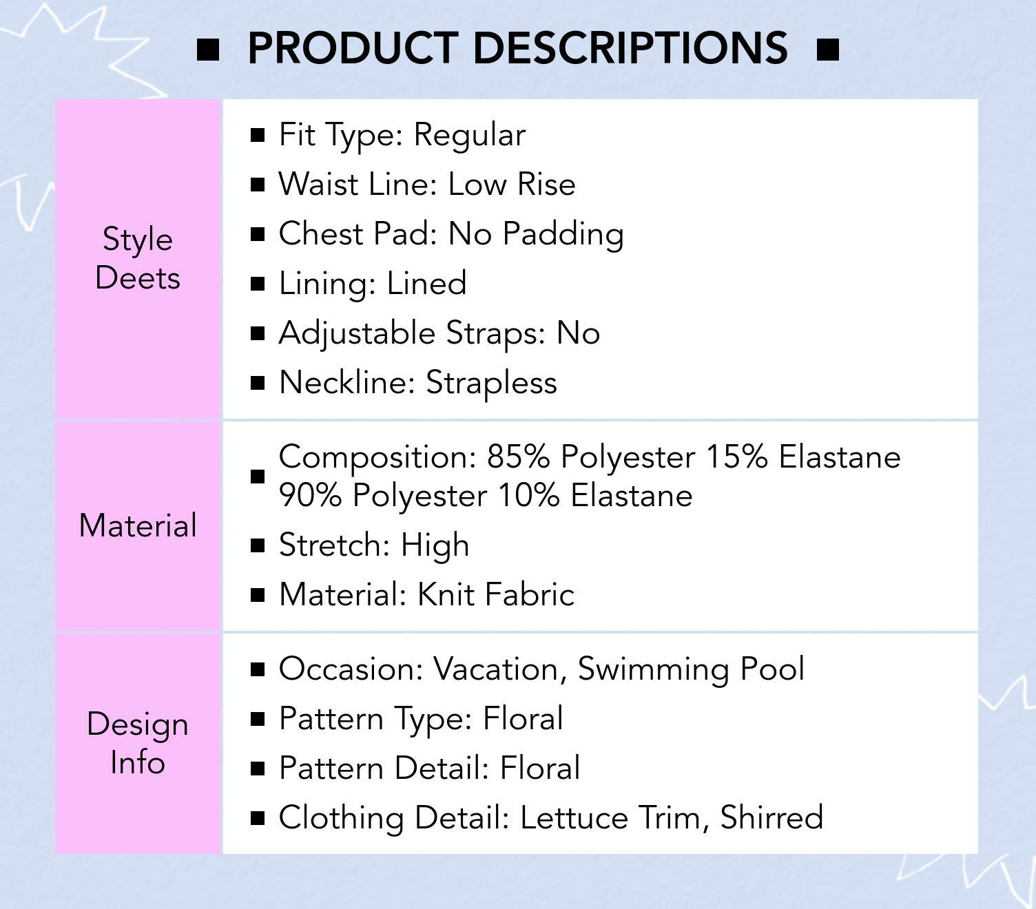 Cider Bandeau Floral Shirred Lettuce Trim Bracelet Bikini Set SpringStatements