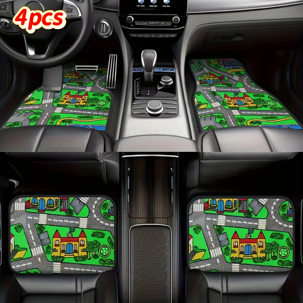 4pcs Retro Racing Auto Floor MatsVintage 90S Style MaterialUniversal Vehicle Interior AccessoriesAll Weather Protection Waterproof Anti SlipDurable Stain Resistant And OdorlessFit for Sedans Trucks And SuvsUpgrade Driving Enjoyment Car Mats Set
