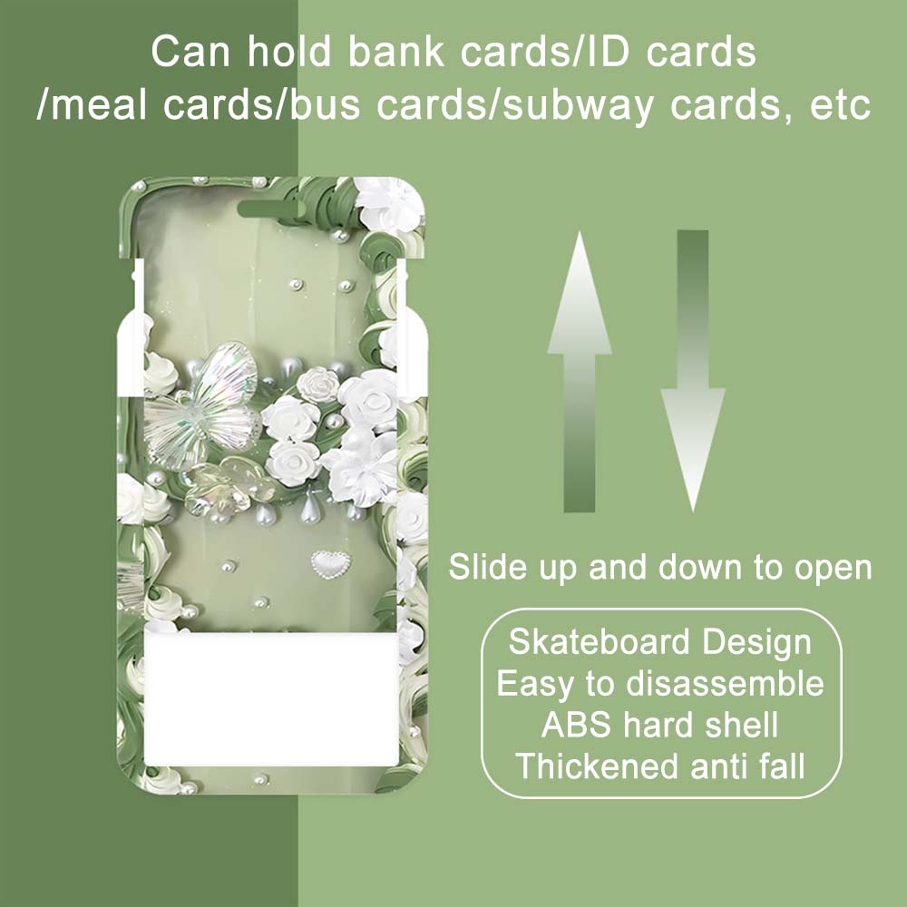 Butterfly & Flower Pattern ID Card Holder, 1 Count Creative Slide Cover Card Protector, Identification Badges & Supplies for Students School Office, Classroom Supplies