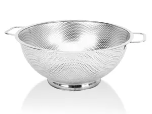 Colander for Kitchen, Stainless Steel Colander Strainer with Handle for Fruits Vegetables Cooking Food, Dishwasher Safe