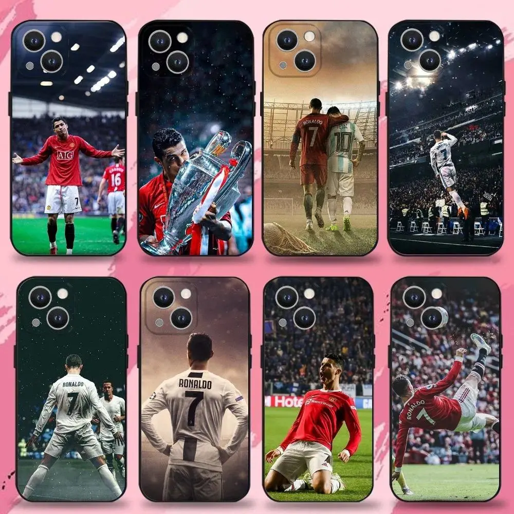 CR7 Football Star R-Ronaldo-ES Smartphone Case for iPhone 17 ProMax 17E 16 15 14 13 12 11 Plus, Samsung Galaxy S26 Ultra S25 S24 S23 Plus S1, Shockproof Silicone Handheld Cellphone Devices Cover with Good Hand Feel, Hyperrealism Perfect Gift, Protection,