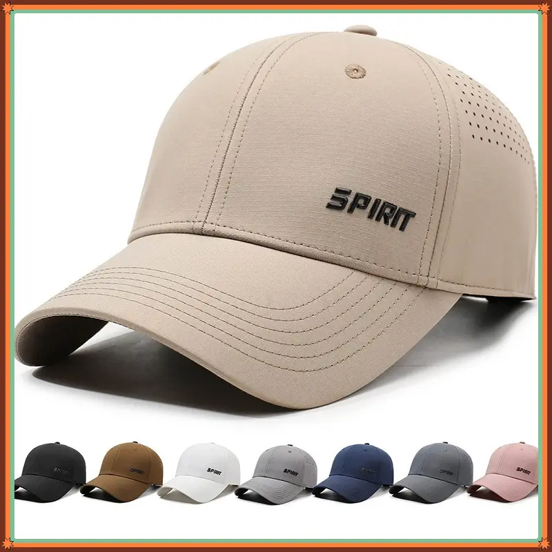Mens Waterproof Baseball Cap Summer Breathable Quick Dry Outdoor Sports Sun Hat Lightweight Running Fishing Golf Cap Adjustable Waterproof Performance Hat Perforated Mesh Dad Hat Athletic Ball Cap Men