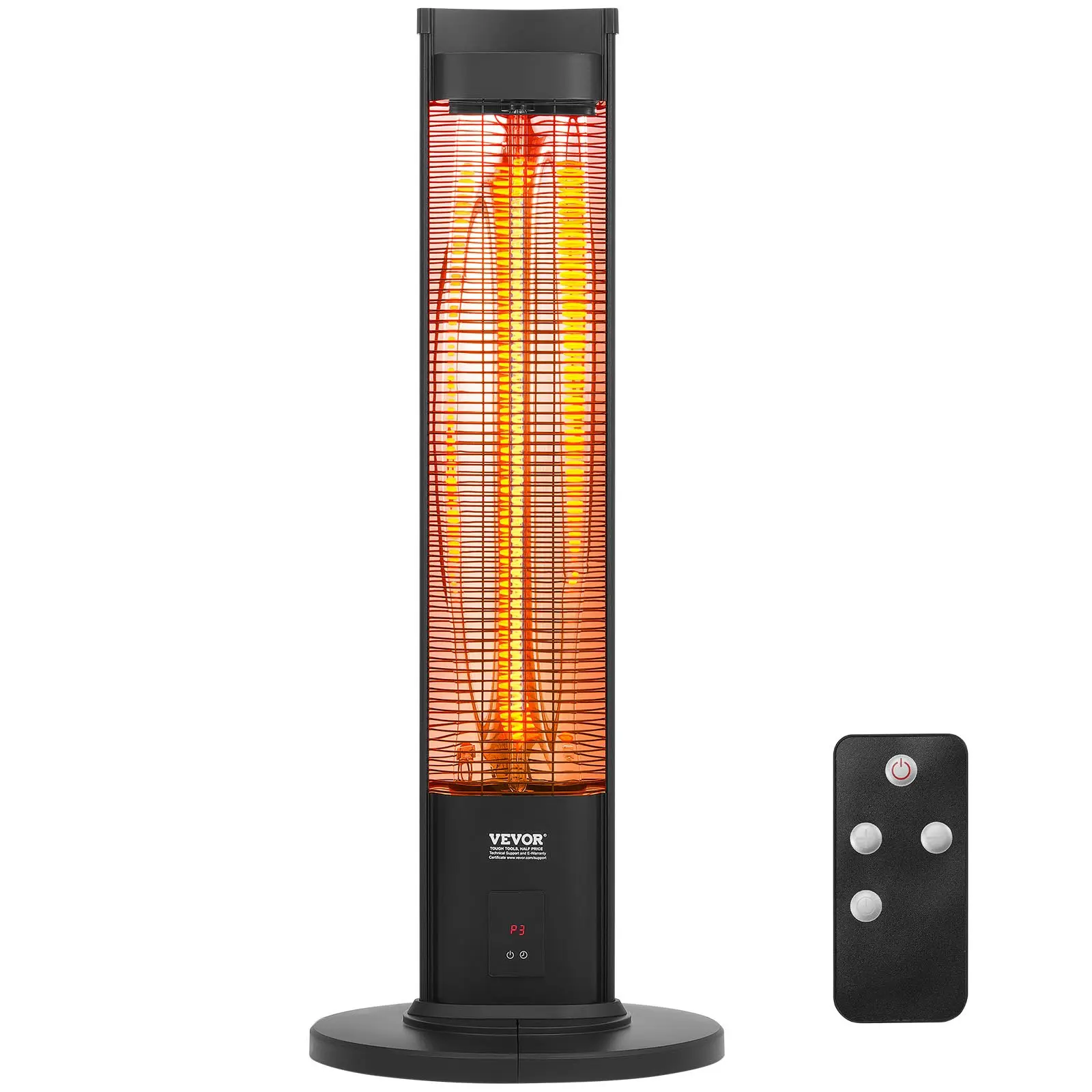 VEVOR Pet-Friendly Waterproof Infrared Electric Heater, 1500W Infrared Heat, Aluminum Alloy Build, AC120V Plug, Remote Control, 2 Adjustable Speeds, Silent Operation for Dining Room & Indoor Spaces