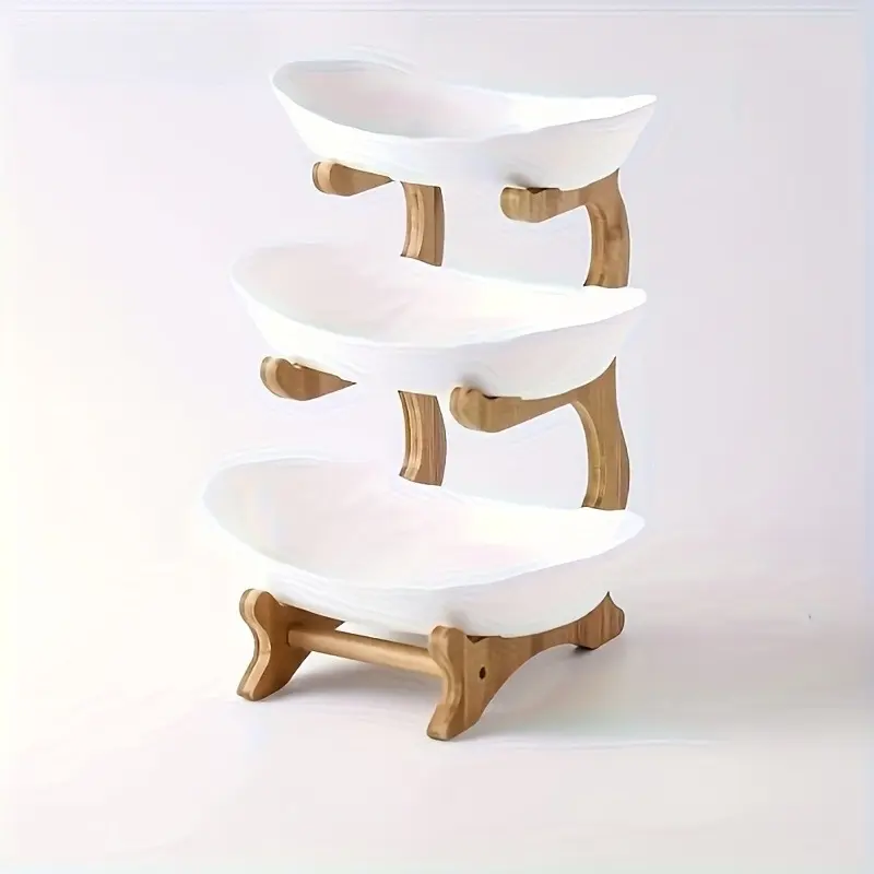 3-Tier Wooden Fruit & Vegetable Basket with Wooden Legs – Multifunctional Kitchen Storage Basket, Suitable for Refrigerator Storage, Perfect Organizer for Fruits and Cold Foods, Kitchenware Racks, Home Organizer