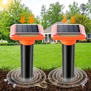 Solar Powered Ultrasonic Mole Repeller with Beep & Vibration, Outdoor Waterproof Snake, Vole Repellent Animal Deterrent for Lawn Garden Yard