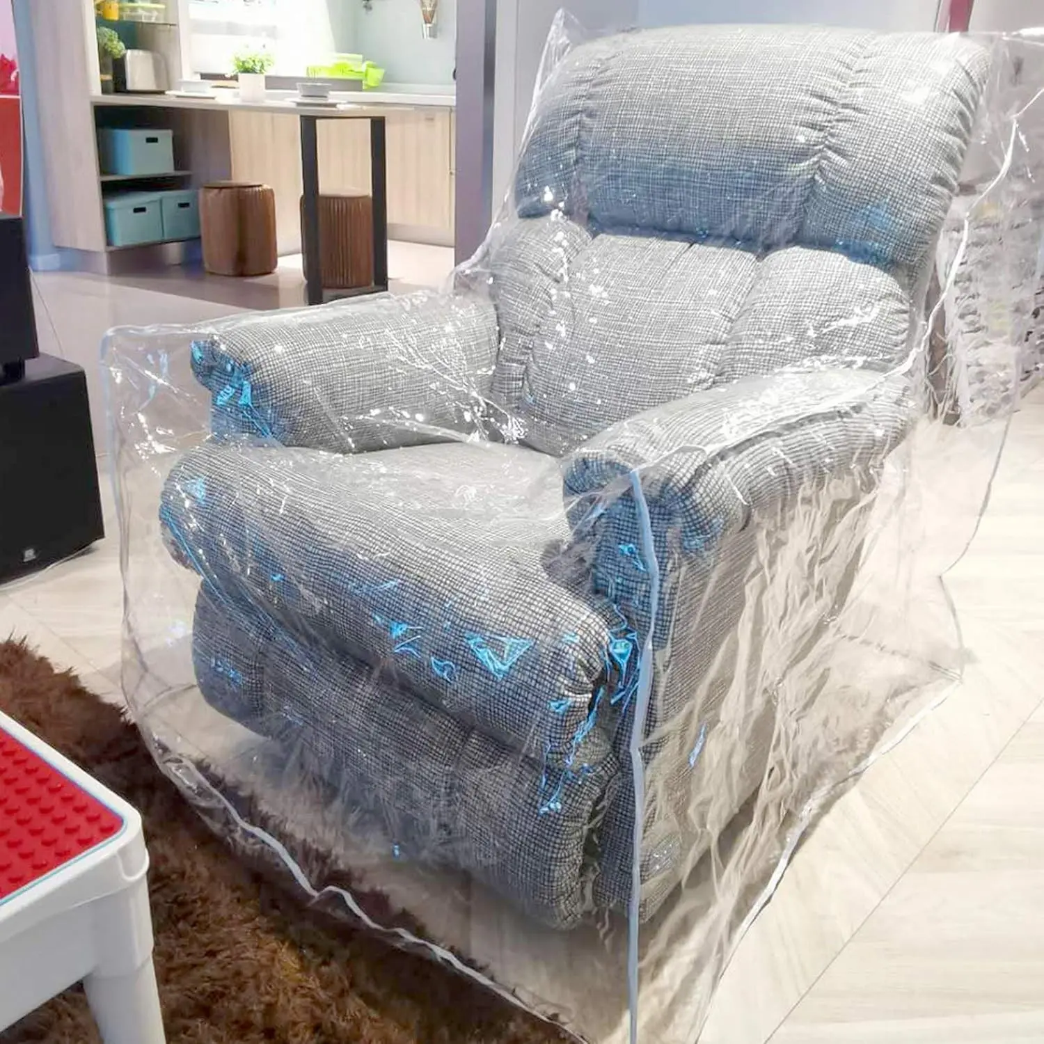Heavy Duty Plastic Recliner Cover for Pets, Clear Vinyl Waterproof Cat Dog Scratching Protector, Waterproof Sofa/Couch Covers for Living Room Furniture Chairs, for Storage & Moving 36" W Armchair 1 Pack