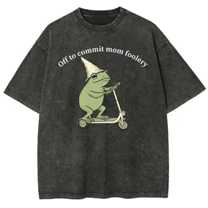 Off To Commit Mom Foolery Frog Scooter Mother's Day Gifts For Mom, Soft Washed T-Shirt, Casual Comfort Tee, Blessed Mama Graphic Tops, Mommy Birthday Gift, Lightweight Everyday Wear, Stylish Mom Apparel