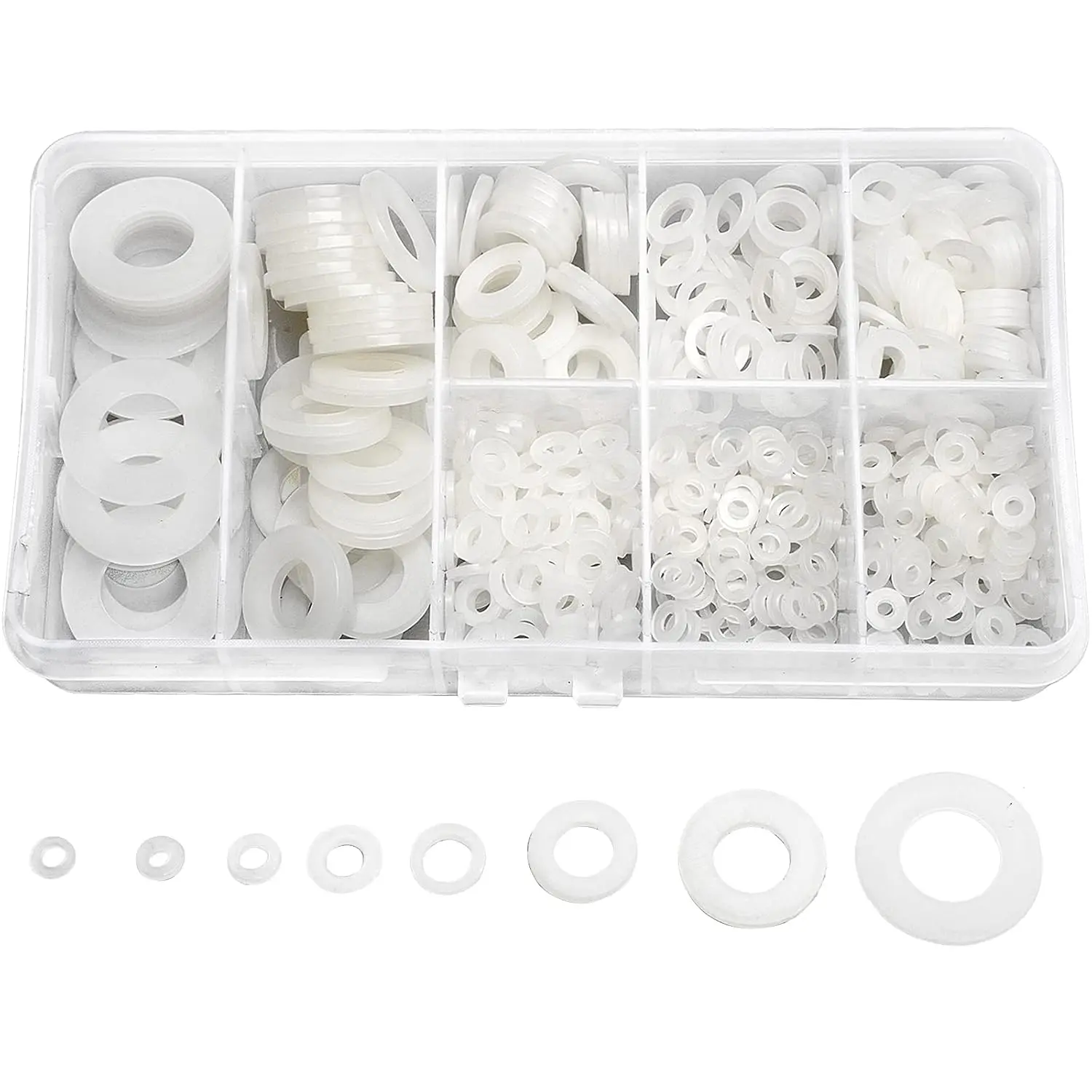 510 count White Nylon Flat Washer  Kit for Electrical Connections  Household & Commercial Appliances, (M2 M2.5 M3 M4 M5 M6 M8 M10)
